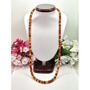 Natural Carnelian Heishi Bead Necklace - 24 Inches Long